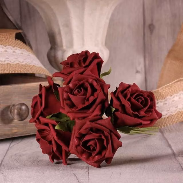 Kingsbury Gifts Bunch of 6 Small Red Foam Tea Roses