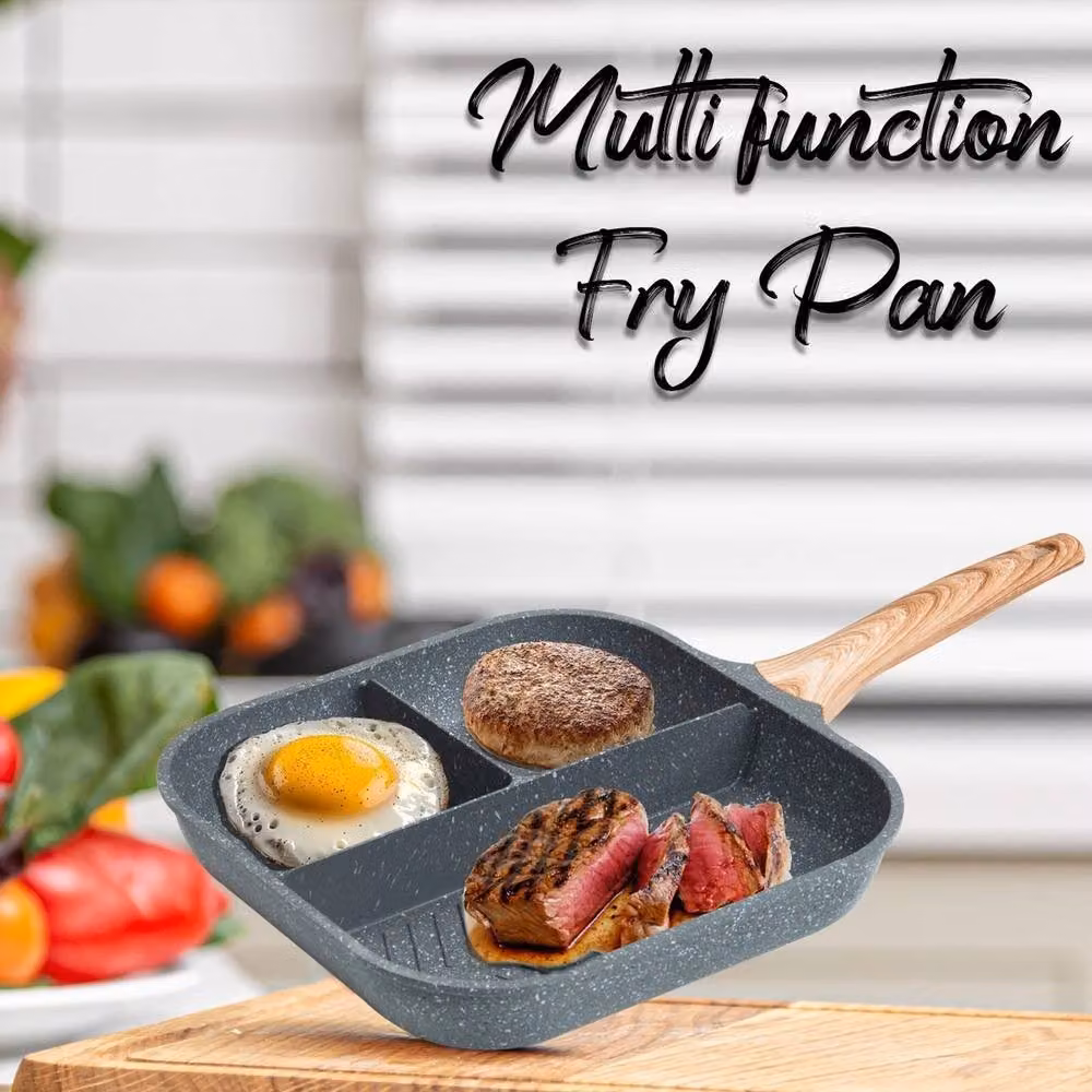Havendro Non Stick 3 in 1 Multi Section Breakfast Grill Pan in Grey – 4