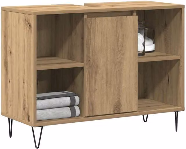 Berkfield Home Artisan Oak Bathroom Vanity Unit in Brown – 1