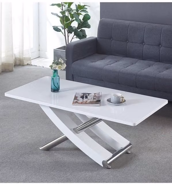 Modernique Gloss Finish Rectangular Coffee Table in White – 1