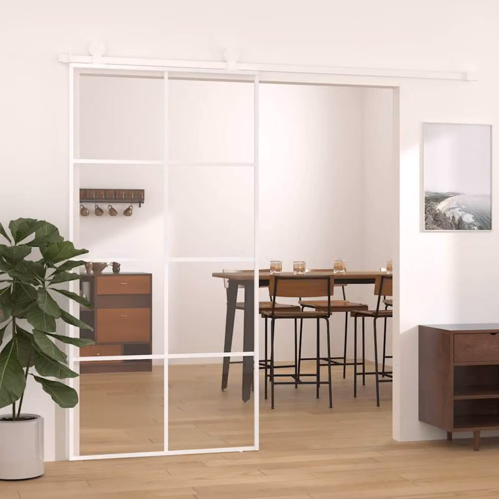 Berkfield Home Modern Sliding Glass and Aluminium Door, White, W: 102.5 cm, H: 205 cm – 2