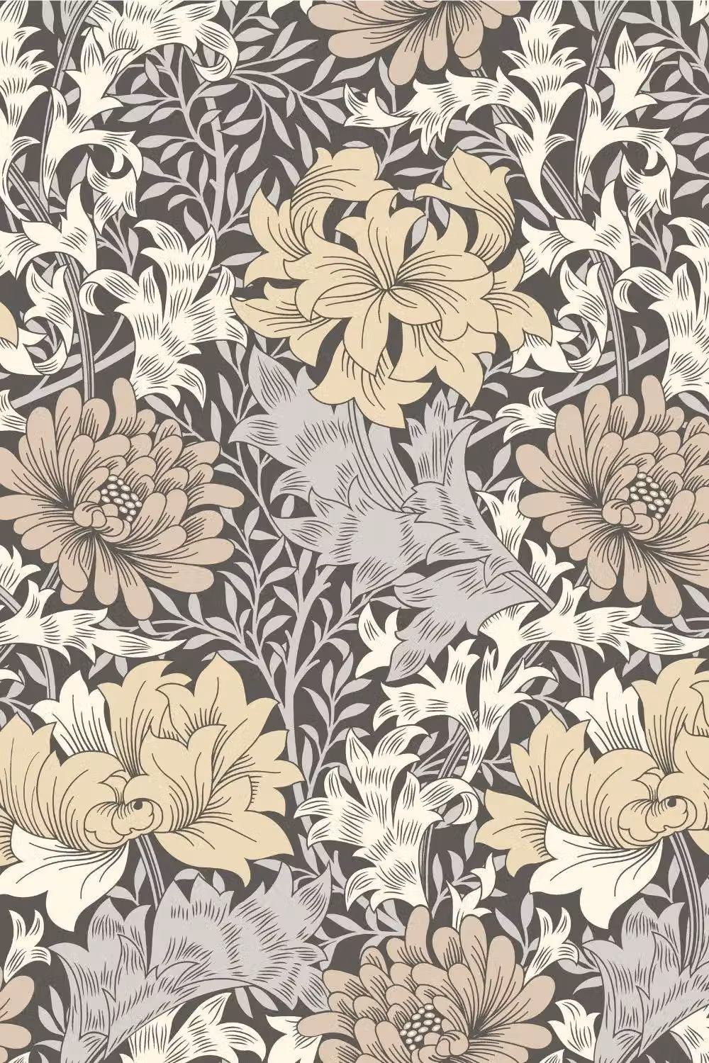 Hoopla Walls Chrysanthemum Matt Floral Botanical Wallpaper in Black and Multicolour – 2