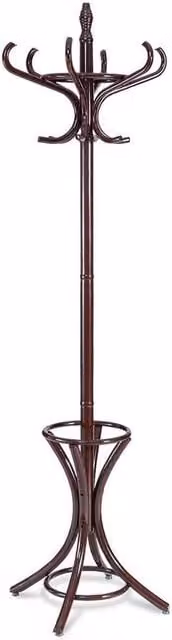 KORVIXA Free Standing Wooden Coat Rack and Hat Hanger in Brown