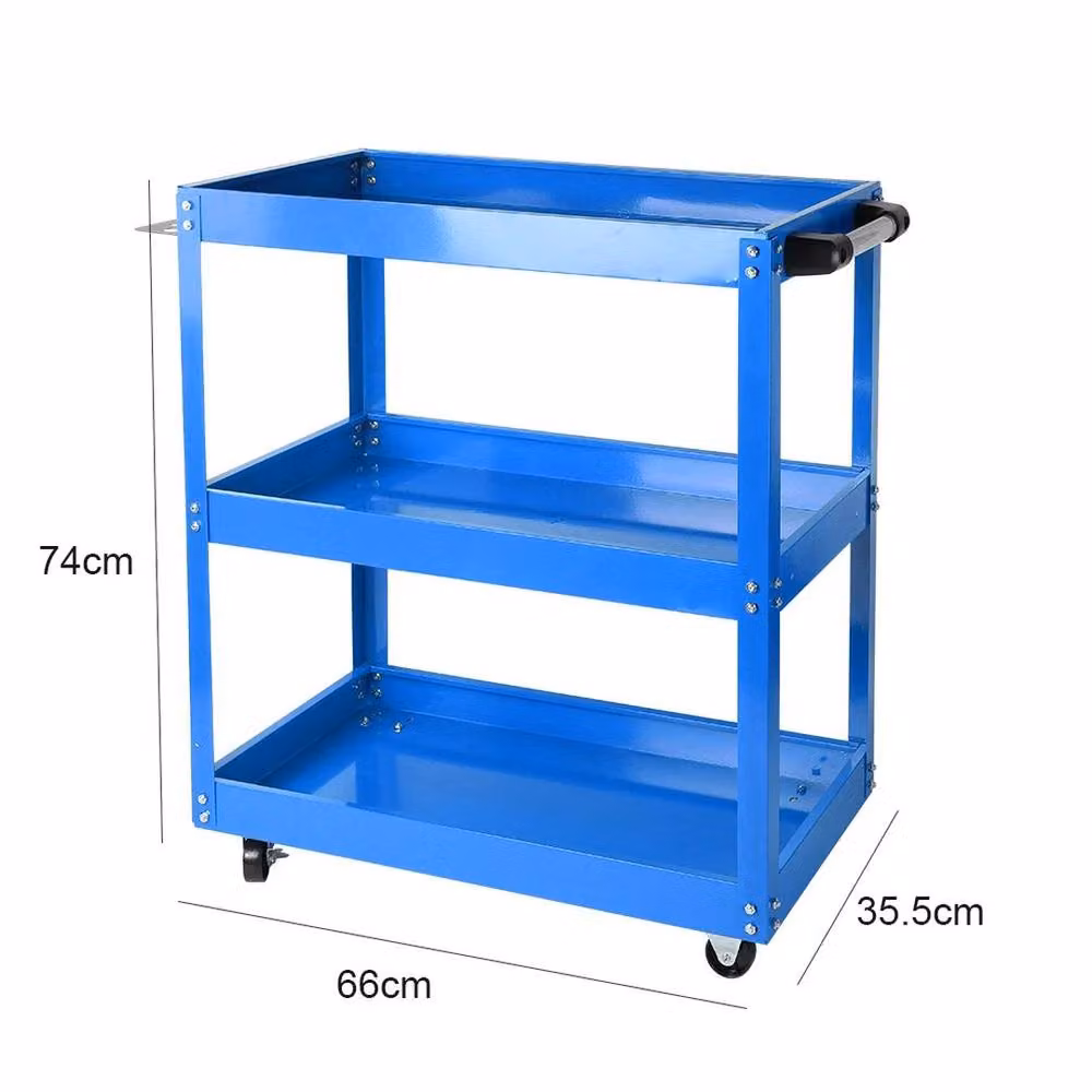 EONLION 3 Tier Metal Tool Storage Garage Trolley Workshop Cart Shelf in Blue – 2