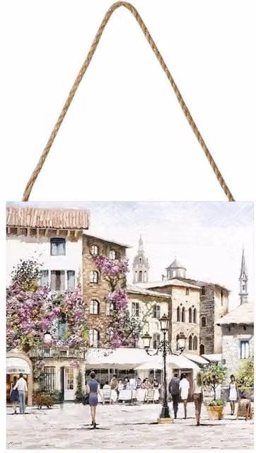 Richard Macneil Sunshine Square Wood Hanging Plaque in Multicolour