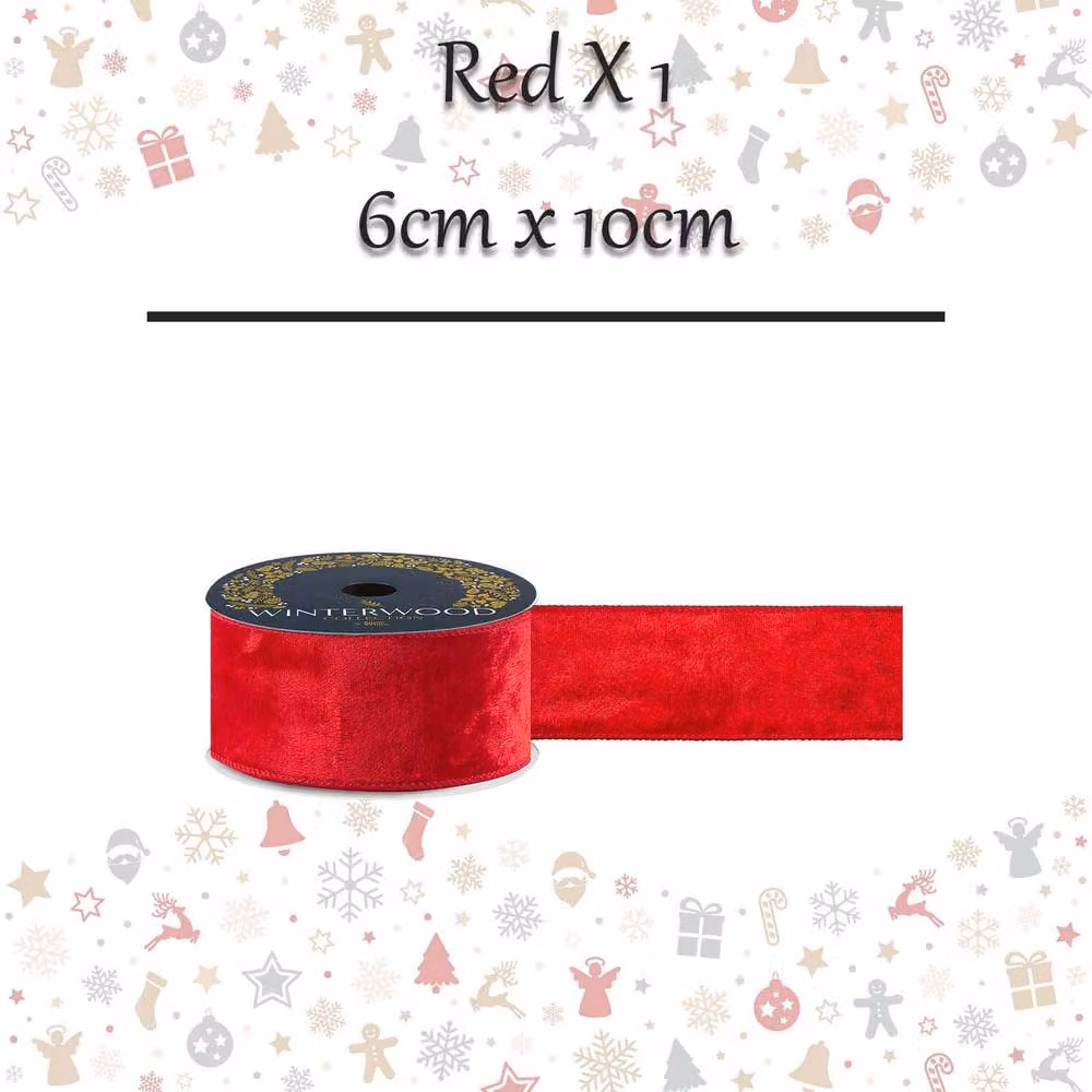 VFM e-Store Red Christmas Ribbon Garland, W: 6 cm, H: 10 cm – 2