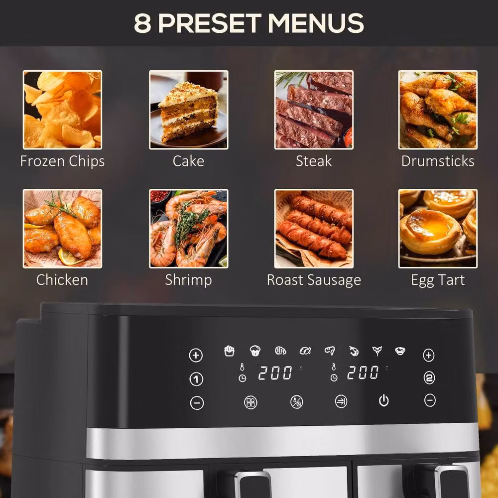 STILVORA Dual Basket Air Fryer with Sync Function in Black – 8