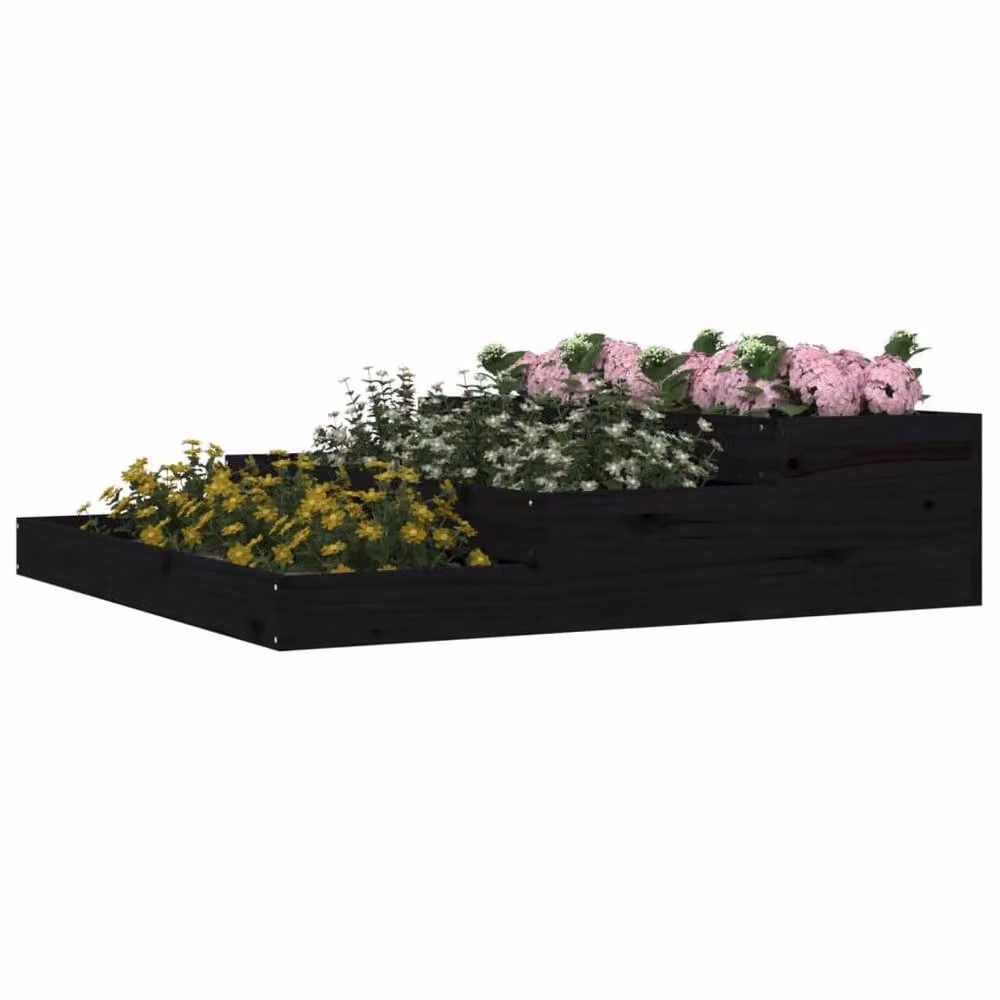 Berkfield Home Black Wooden Raised Planter, W/D/H: 107 x 107 x 27 cm – 3