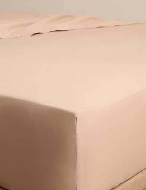 M&S Egyptian Cotton 230 Thread Count StayPut Fitted Sheet, Beige, W: 140 cm, L: 200 cm