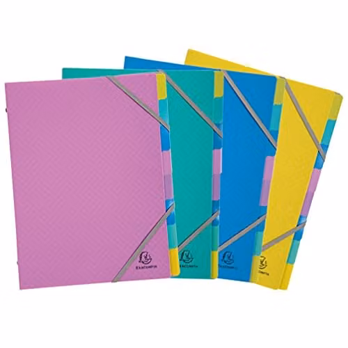 Exacompta Forever Young Collection Recycled PP Multipart Files for A4 Documents with 8 Compartments and Elastic Band in Random Colours