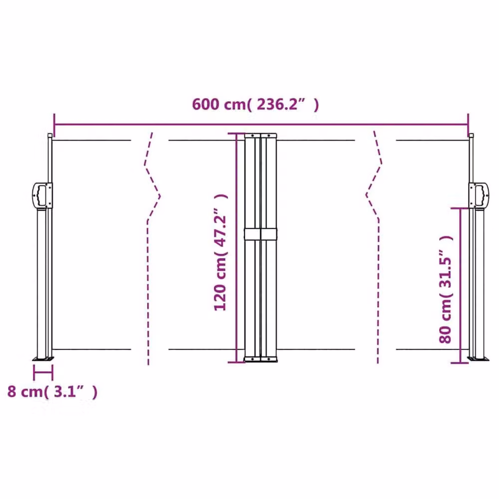 Berkfield Home Retractable Side Awning in Brown, W/H: 600 x 120 cm – 3