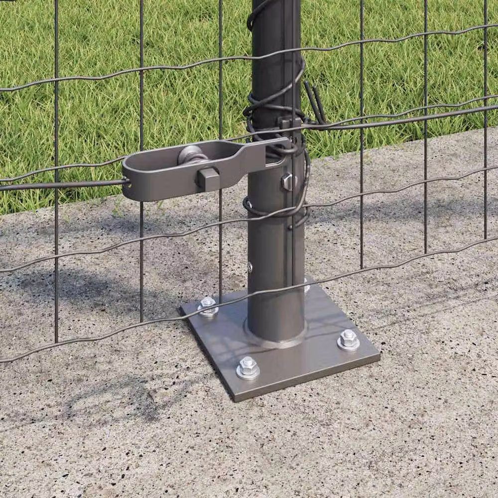Berkfield Home Modern Euro Fence with 7 Flanged Posts, Galvanised Steel, Dark Grey, W: 10 m, H: 1.2 m – 3