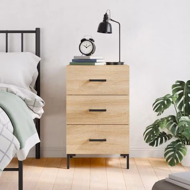 Berkfield Home Sonoma Oak Bedside Cabinet in Brown, W/D/H: 40 x 40 x 66 cm – 1