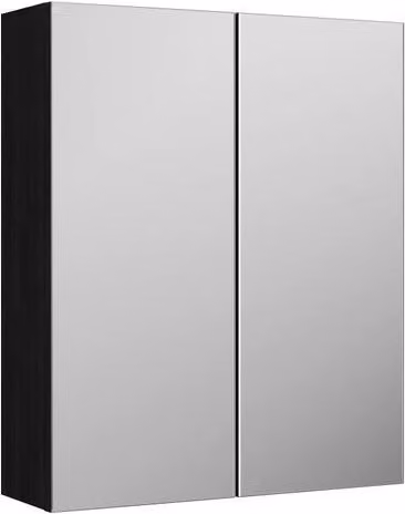 Balterley Modern Wall Mounted 50/50 Split Mirrored Bathroom Cabinet in Matt Black, Width: 60 cm
