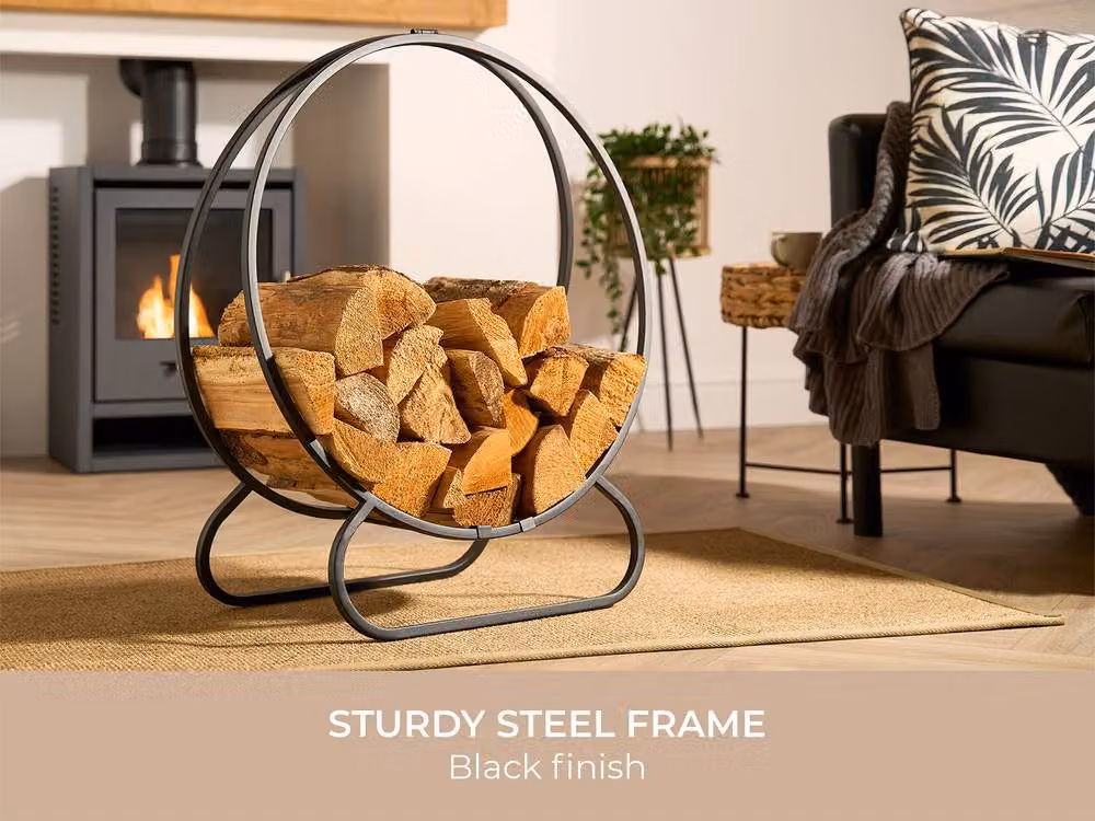 Adam Fires & Fireplaces Adam Burford Freestanding Metal Firewood Log Holder in Matt Black – 2