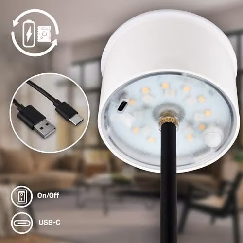 Briloner Black RGB LED Rechargeable Table Lamp with Touch Control and Adjustable Height, IP44 Waterproof Outdoor Light – 5