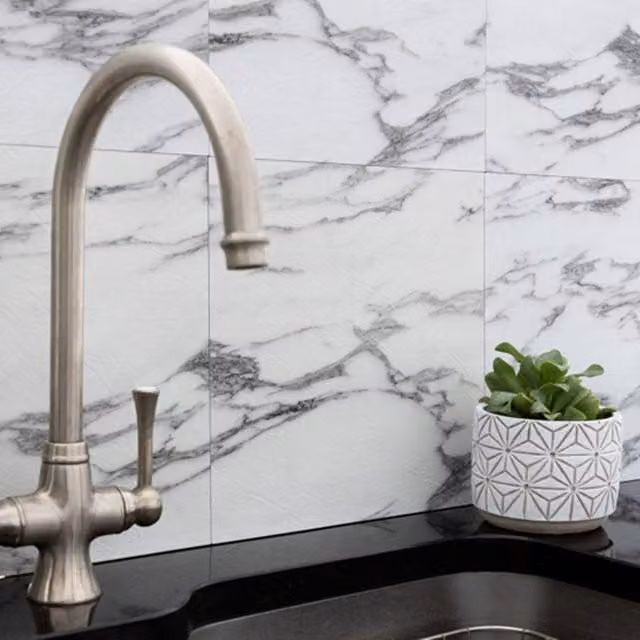 D-C-Fix Marble Grey and White Self Adhesive Vinyl Wall Tiles, Pack of 6, W/D/H: 30 x 30 x 0.3 cm – 1