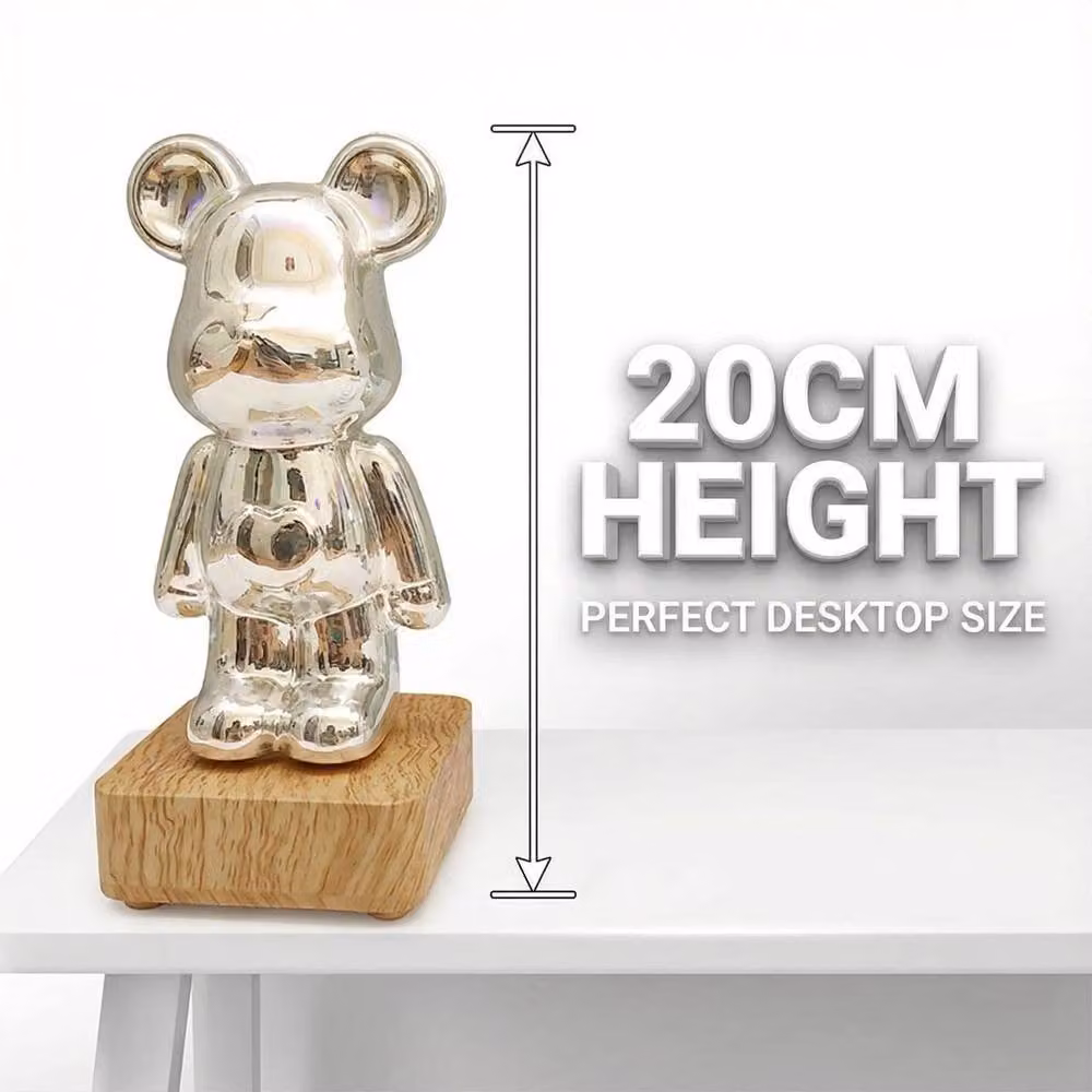 FLAVORA 3D Fireworks Bear LED Night Light, Multicolour Colour Changing Desk Lamp – 4