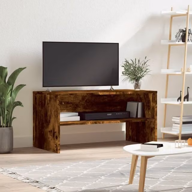 Berkfield Home Smoked Oak TV Cabinet in Brown, W/D/H: 80 x 40 x 40 cm