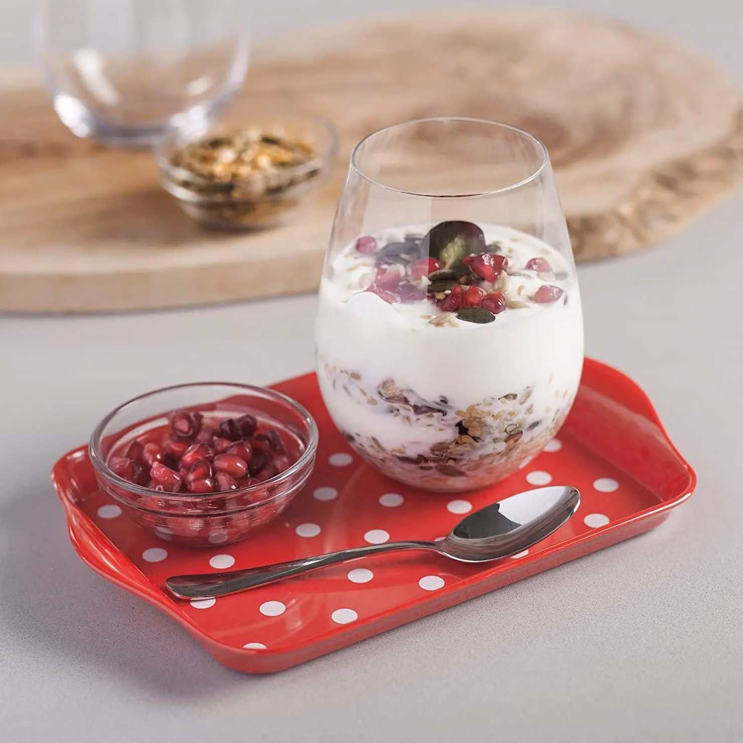 Zeal Red Melamine Dotty Mini Rectangular Serving Tray with Handles W: 18.0 cm, D: 14.0 cm – 2