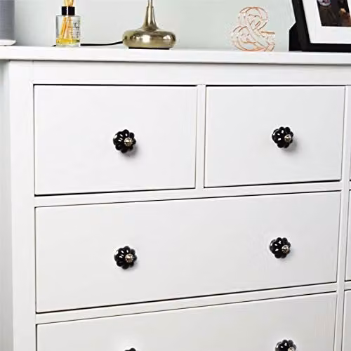 Nicola Spring Polished Black Ceramic Cabinet Knobs, Pack of 12 – 4