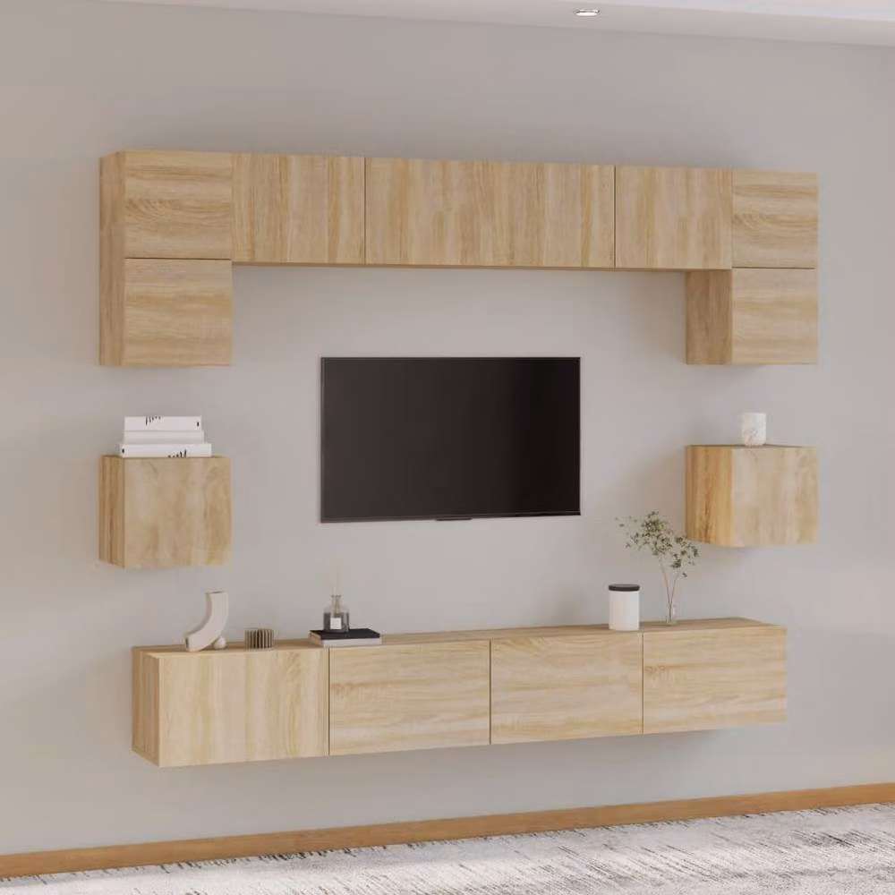 Berkfield Home 8 Piece Sonoma Oak TV Cabinet Set in Tan – 2