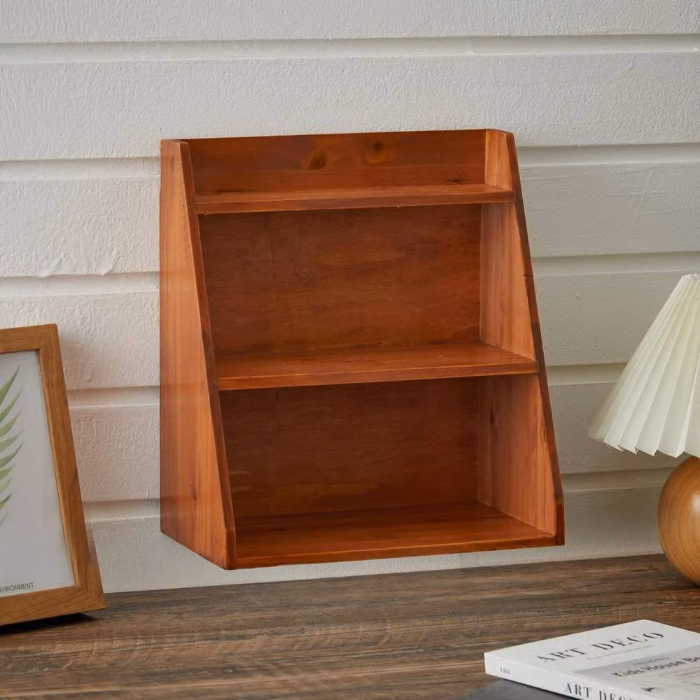FLAVORA Retro 3-Tier Wooden Desktop Storage Rack in Brown – 3