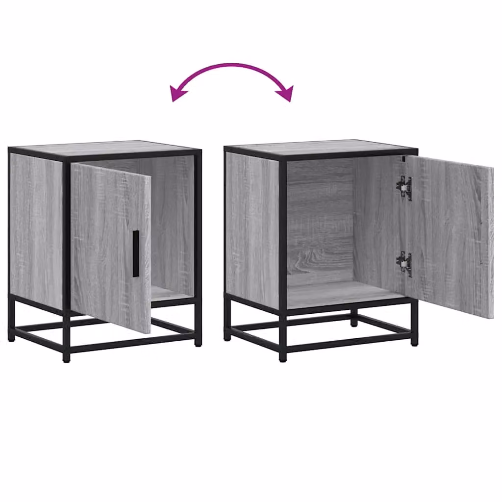 Berkfield Home Grey Sonoma Bedside Cabinet in Engineered Wood and Metal, W/D/H: 40 x 31 x 50 cm – 5