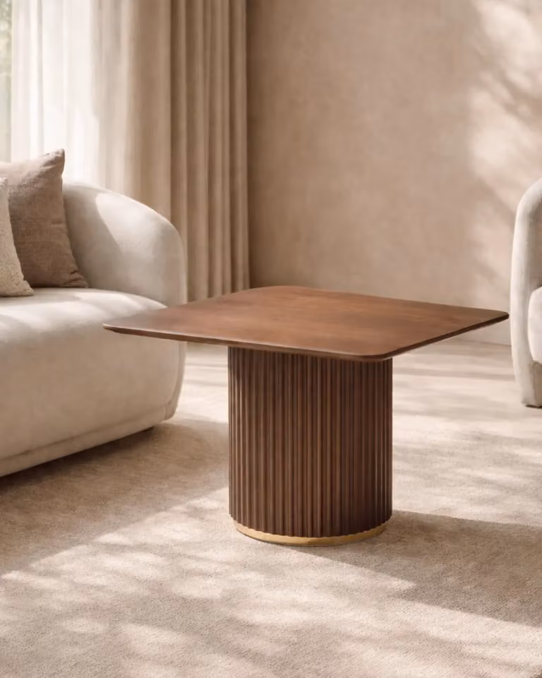 Tommy Franks Lantine Side Table in Walnut and Gold