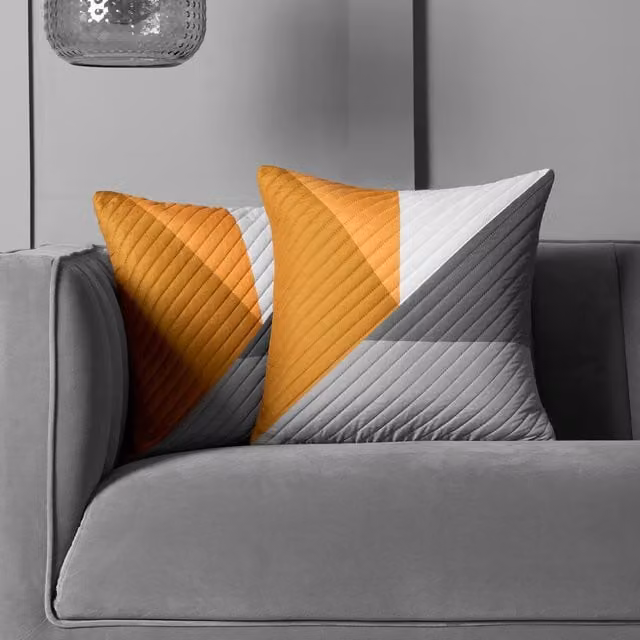 OHS Ralph Geo Graphic Cushion Covers, Pack of 2, Yellow and Orange