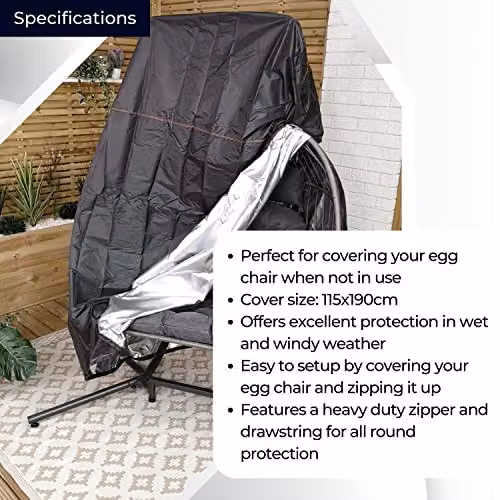 Samuel Alexander Double Egg Garden Chair Covers in Black Oxford Cloth with Zipper – 5