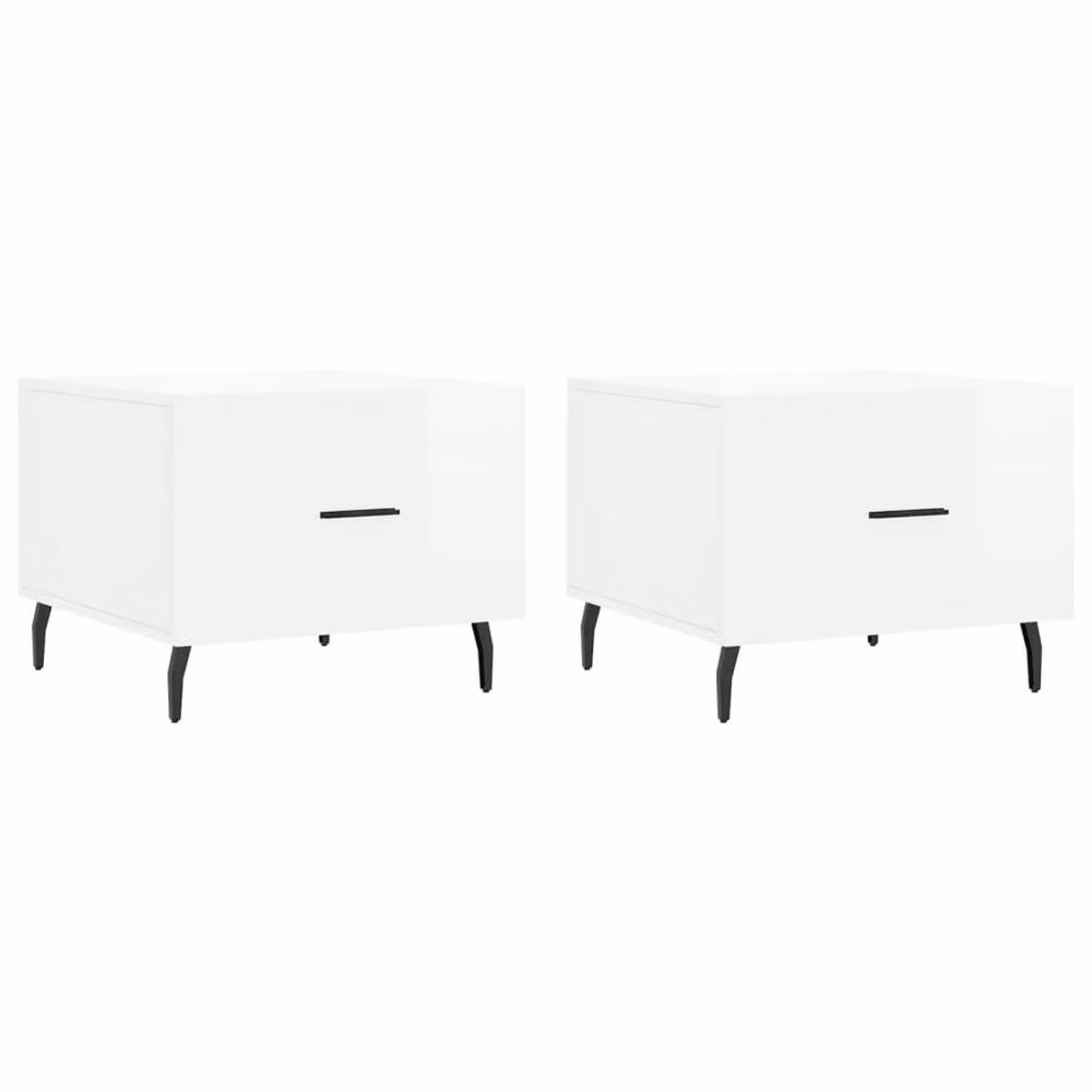 Berkfield Home Set of 2 High Gloss White Decorative Coffee Tables, W/D/H: 50 x 50 x 40 cm – 2