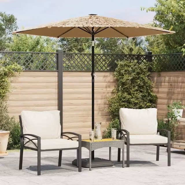 Berkfield Home Garden Parasol with Steel Pole and Polyester Canopy, Brown, W/D/H: 223 x 223 x 213 cm – 1