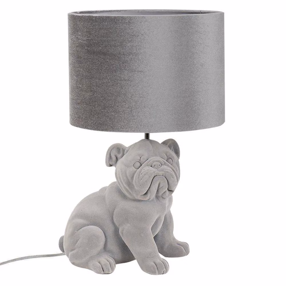 ValueLights Billy Grey Velvet Bulldog Table Lamp – 2