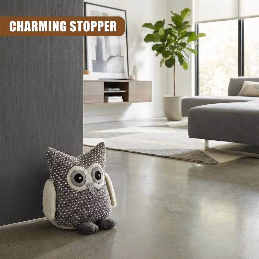 NESTLUNE Decorative Owl Animal Weighted Door Stop in Grey – 3