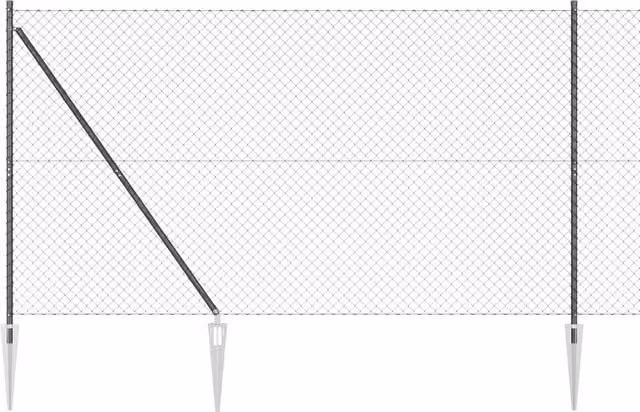 Berkfield Home Grey Galvanised Steel Chain Link Fence with 13 Spike Posts, W: 25 m, H: 1.6 m – 1