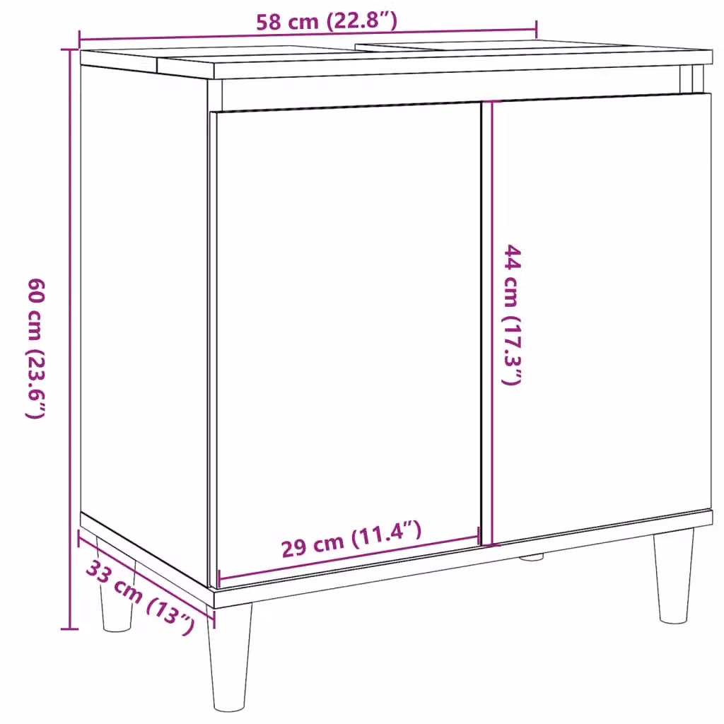 Berkfield Home Freestanding Bathroom Sink Cabinet in Grey, W/D/H: 58 x 33 x 60 cm – 3