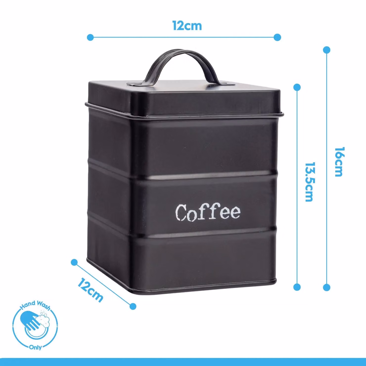 Harbour Housewares 3-Piece Metal Tea Coffee Sugar Canister Set in Black with Airtight Lids – 5
