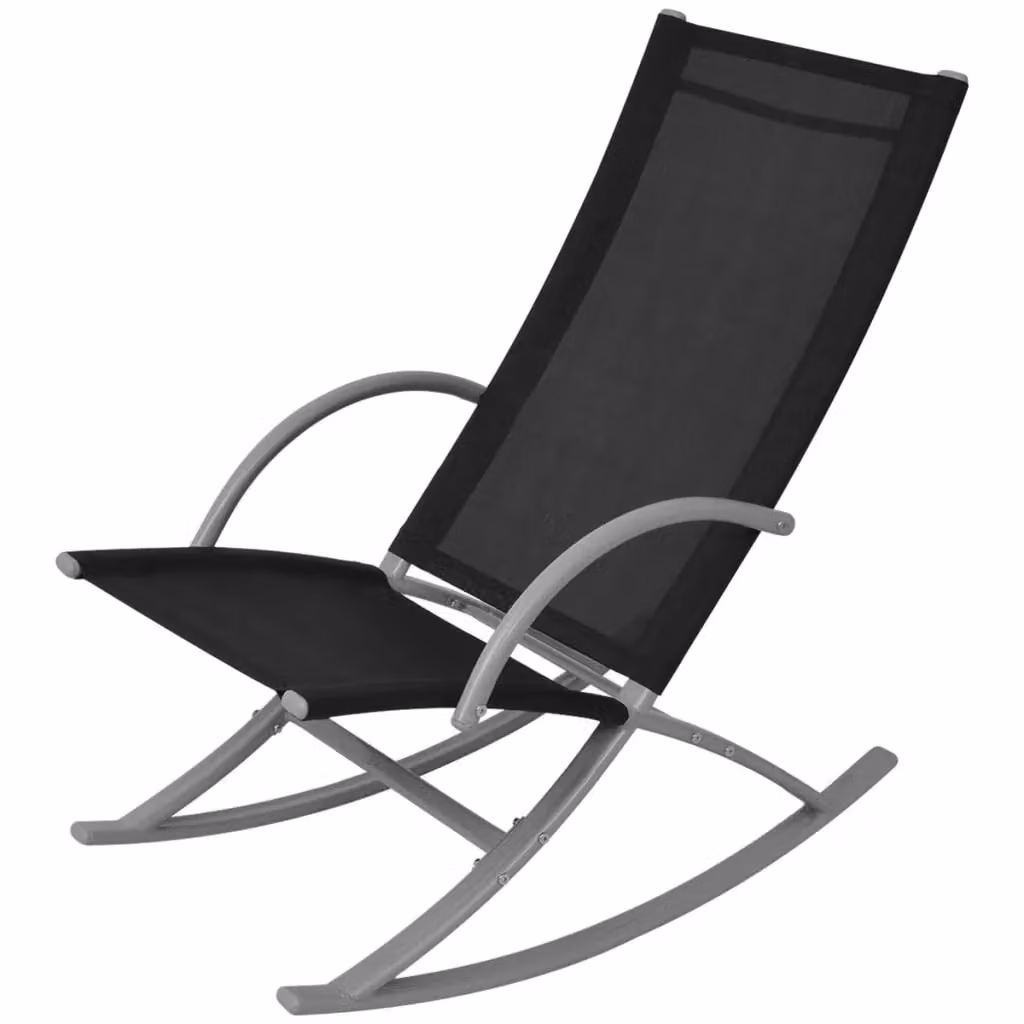 Berkfield Home Garden Modern Rocking Chairs, Set of 2, Black Steel and Textilene – 2