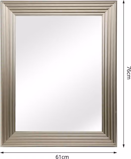 Home Garden Direct Medea Rectangular Wall Mirror in Silver, W: 76 cm, H: 61 cm, D: 1 cm