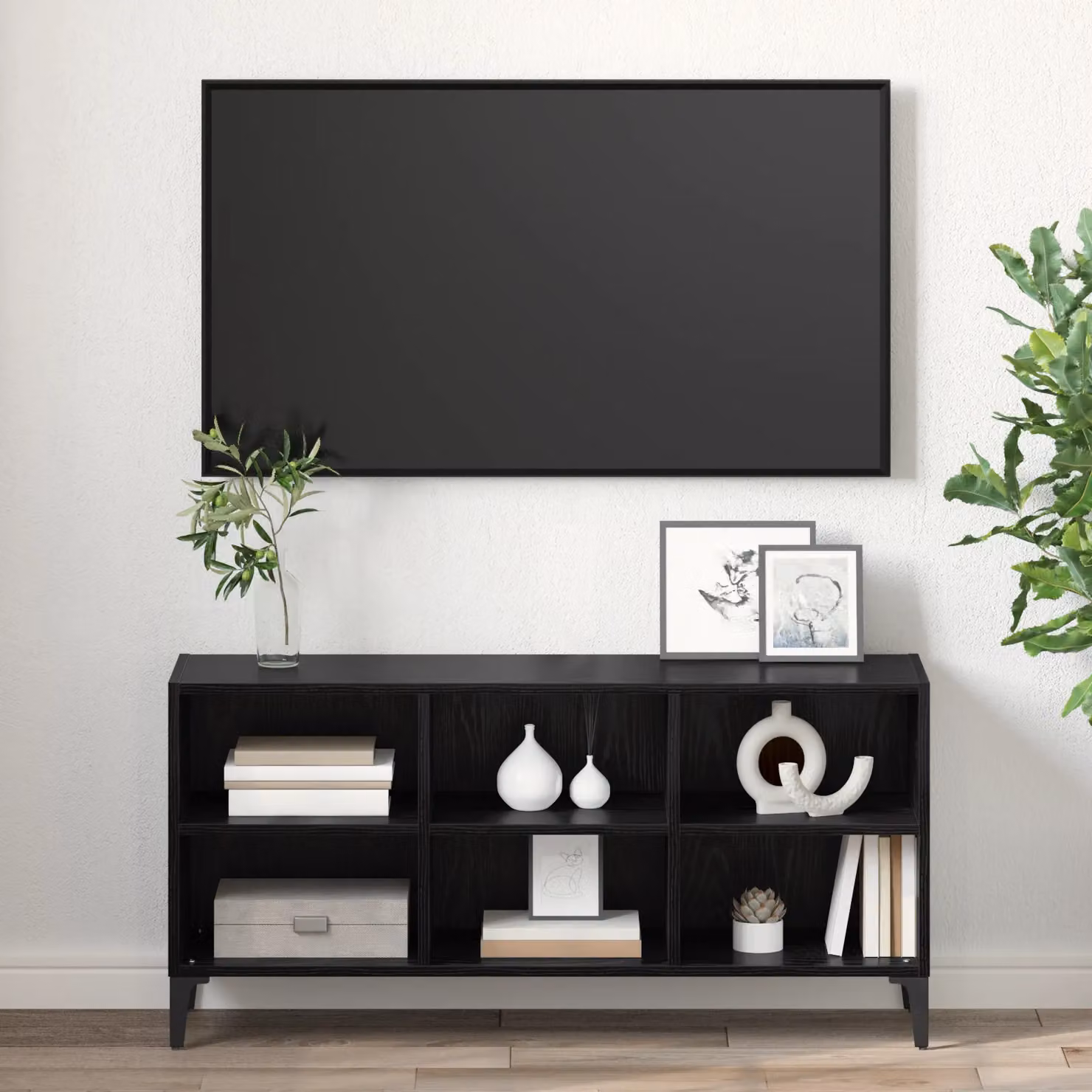 Berkfield Home Modern Black Oak TV Stand in Matt Black MDF – 4