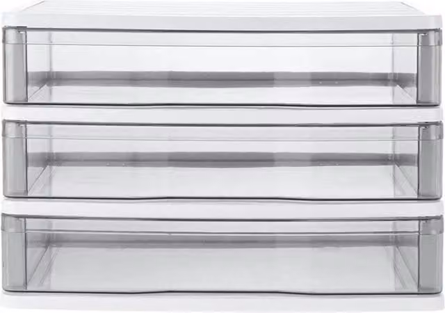 KORVIXA 3 Layer Transparent Plastic Drawer Storage Organizer Box W/D/H: 22.5 x 25.5 x 90 cm