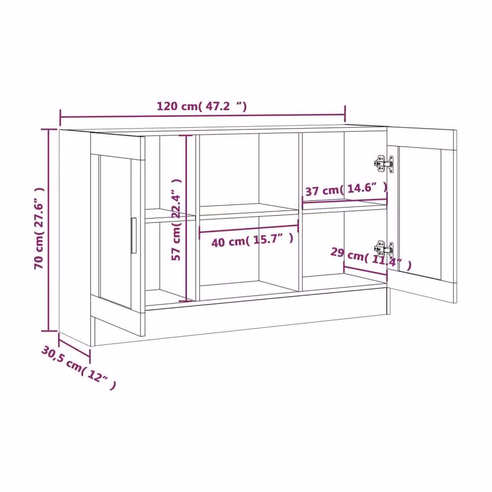 Berkfield Home Smoked Oak Sideboard in Brown, W/D/H: 120 x 30.5 x 70 cm – 5