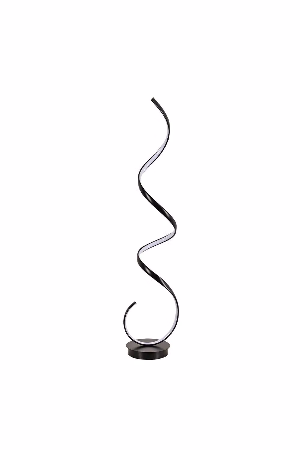 Garden Sanctuary Minimalist LED Spiral Floor Lamp in Black with White Light