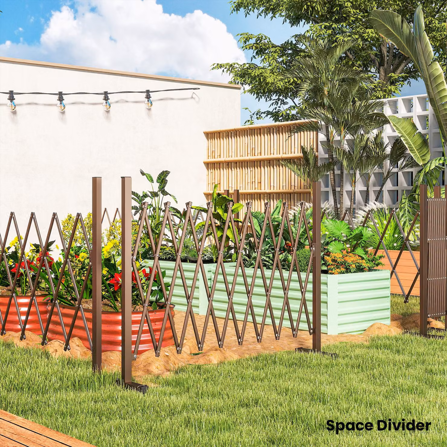 Outsunny Expanding Trellis Fence, Freestanding Movable Foldable Garden Screen Panel in Dark Brown, W: 250 cm, H: 103.5 cm – 6