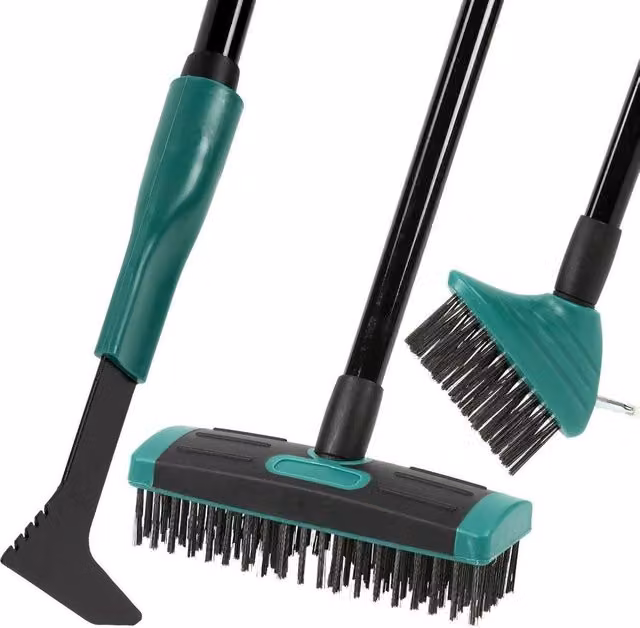 SPETLEK 4 in 1 Telescopic Weed Remover Brush in Green with Metal Wire