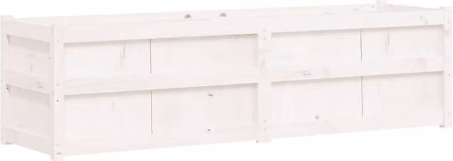 Berkfield White Solid Wood Pine Garden Planter Tub W: 180 cm, D: 50 cm, H: 50 cm
