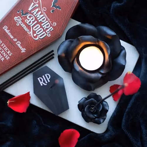 KDMD Vampire Blood Incense Sticks and Coffin Holder Set in Red and Black – 3