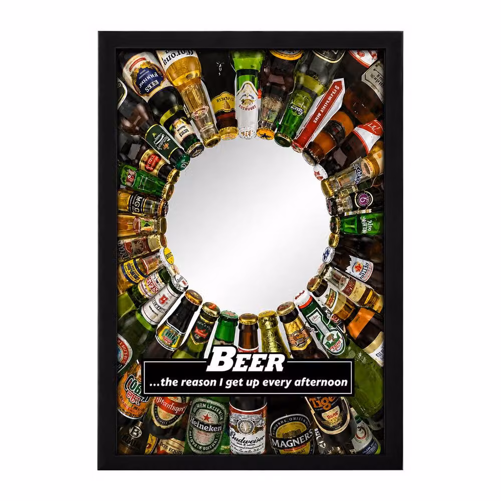 CrazyGadget Multicolour Beer Bottle Decorative Glass Mirrored Wall Hanging – 2