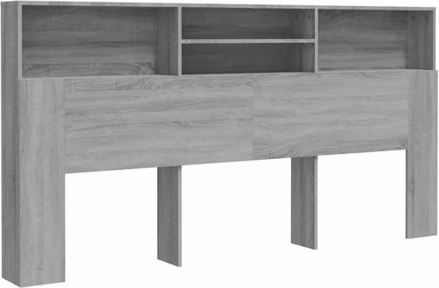Berkfield Home Grey Sonoma Headboard Cabinet with Bedside Shelves, W: 200 cm, D: 19 cm, H: 103.5 cm – 1